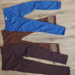 Brown and Blue Leggings different Sizes
